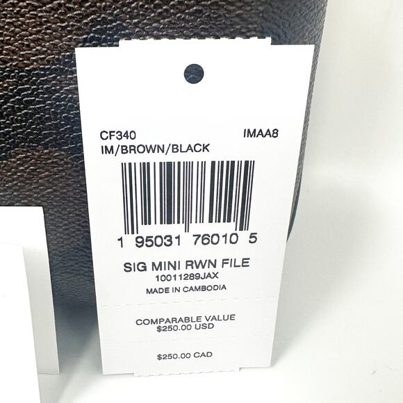 Coach Mini Rowan File Bag Crossbody Purse In Signature Canvas Brown Black CF340 - Picture 7 of 7